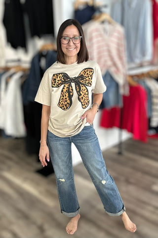 Leopard Bow Tee - The Funky Zebras Clear Lake