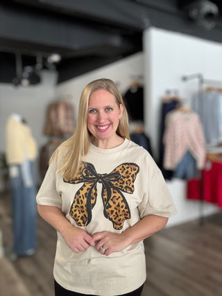 Leopard Bow Tee - The Funky Zebras Clear Lake