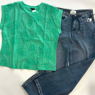 Lia Drawstring Dark Wash Denim - The Funky Zebras Clear Lake