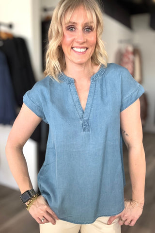 Lillian Chambray Top - The Funky Zebras Clear Lake