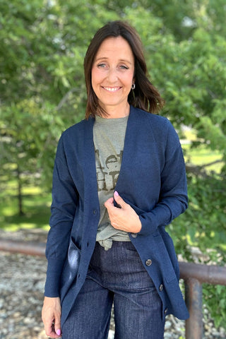 Lindsay Navy Cardigan - The Funky Zebras Clear Lake