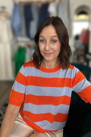 Lindy Orange & Lavender Color Block Sweater - The Funky Zebras Clear Lake