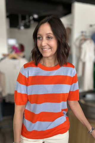 Lindy Orange & Lavender Color Block Sweater - The Funky Zebras Clear Lake