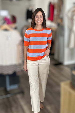 Lindy Orange & Lavender Color Block Sweater - The Funky Zebras Clear Lake