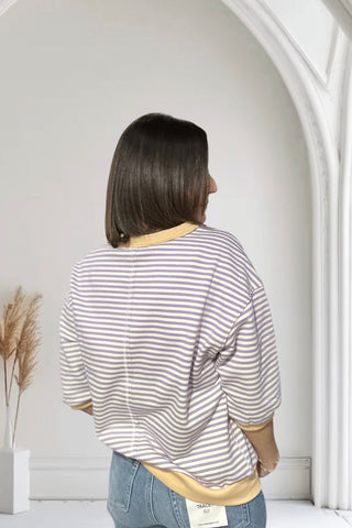 Lona Lavender & Yellow Elbow Sleeve Top - The Funky Zebras Clear Lake