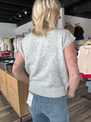 Louisa Heather Gray Short Sleeve Cardigan Top - The Funky Zebras Clear Lake