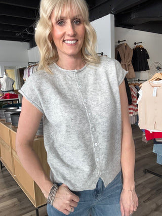 Louisa Heather Gray Short Sleeve Cardigan Top - The Funky Zebras Clear Lake