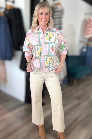 Lucille Pinstripe Collar Button Down Top - The Funky Zebras Clear Lake