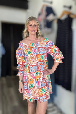 Maeve Ruffled Off Shoulder Mini Dress - The Funky Zebras Clear Lake