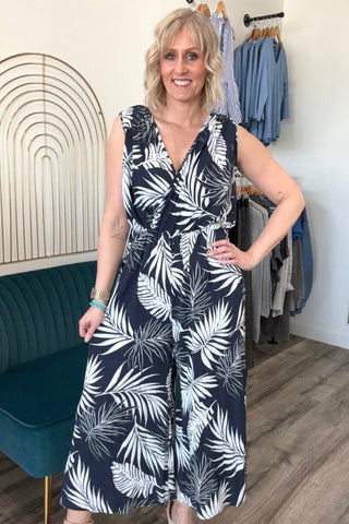 Marci Tropical Wrap Top Jumpsuit - The Funky Zebras Clear Lake