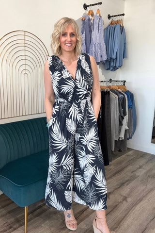 Marci Tropical Wrap Top Jumpsuit - The Funky Zebras Clear Lake