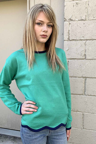 Marie Scallop Hem Sweater - 2 Colors - The Funky Zebras Clear Lake