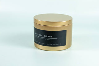 Matte Gold Travel Tin Soy Candle - The Funky Zebras Clear Lake