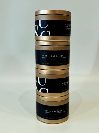 Matte Gold Travel Tin Soy Candle - The Funky Zebras Clear Lake