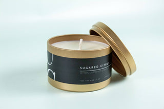 Matte Gold Travel Tin Soy Candle - The Funky Zebras Clear Lake