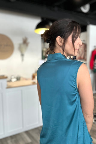 Mel Satin Sleeveless Blouse - The Funky Zebras Clear Lake