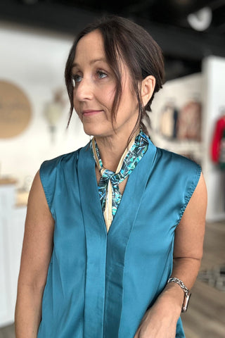 Mel Satin Sleeveless Blouse - The Funky Zebras Clear Lake