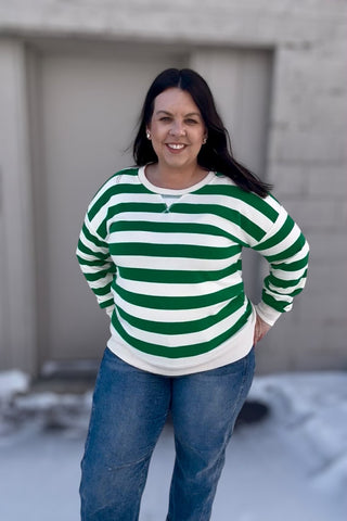 Melinda Oversized Stripe Sweatshirt - 2 Colors! - The Funky Zebras Clear Lake