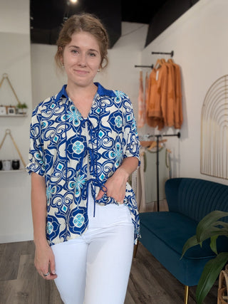 Micki Medallion Print Top - The Funky Zebras Clear Lake