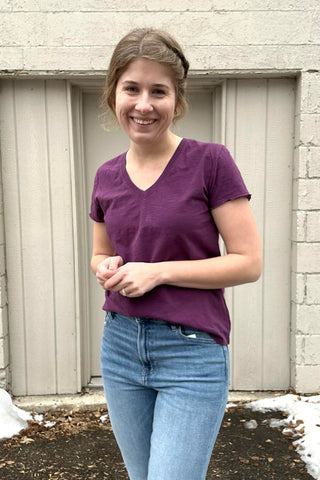 Mira Classic V Neck Slub Tee - The Funky Zebras Clear Lake