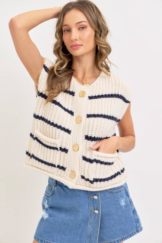 Miranda Striped Sweater Vest - The Funky Zebras Clear Lake