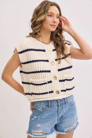 Miranda Striped Sweater Vest - The Funky Zebras Clear Lake