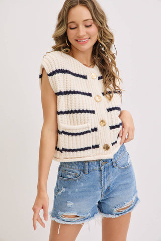 Miranda Striped Sweater Vest - The Funky Zebras Clear Lake