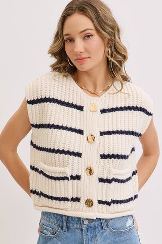 Miranda Striped Sweater Vest - The Funky Zebras Clear Lake