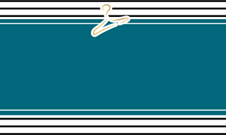 blue background with black and white striped border and gold hanger