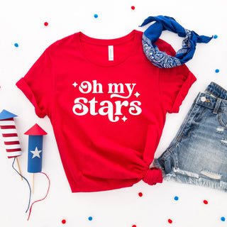 Oh My Stars Bold | Short Sleeve Graphic Tee | Patriotic - The Funky Zebras Clear Lake