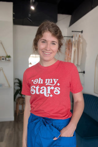 Oh My Stars Bold | Short Sleeve Graphic Tee | Patriotic - The Funky Zebras Clear Lake