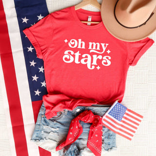Oh My Stars Bold | Short Sleeve Graphic Tee | Patriotic - The Funky Zebras Clear Lake