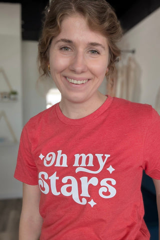 Oh My Stars Bold | Short Sleeve Graphic Tee | Patriotic - The Funky Zebras Clear Lake