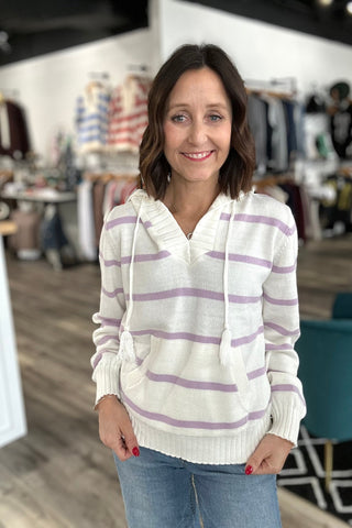 Rylee Striped Hoodie Sweater - 2 COLORS - The Funky Zebras Clear Lake