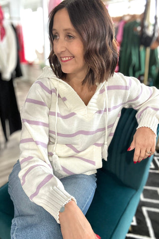Rylee Striped Hoodie Sweater - 2 COLORS - The Funky Zebras Clear Lake