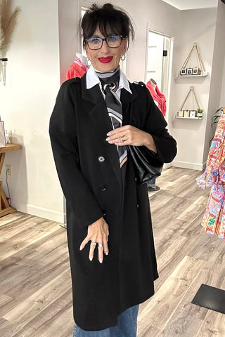 Sabrina Knitted Long Modal Trench Coat - The Funky Zebras Clear Lake