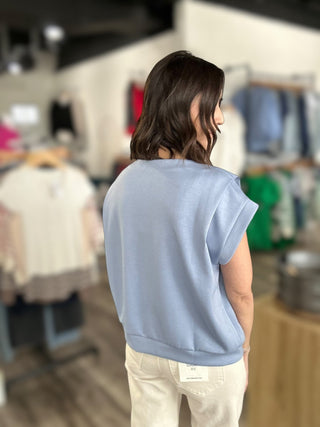 Sandi Blue Brushed Modal Pleated Top - The Funky Zebras Clear Lake