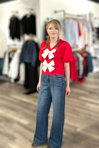 Sasha Dark Wash Pintuck High Rise Wide Leg Jeans - The Funky Zebras Clear Lake