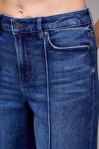 Sasha Dark Wash Pintuck High Rise Wide Leg Jeans - The Funky Zebras Clear Lake