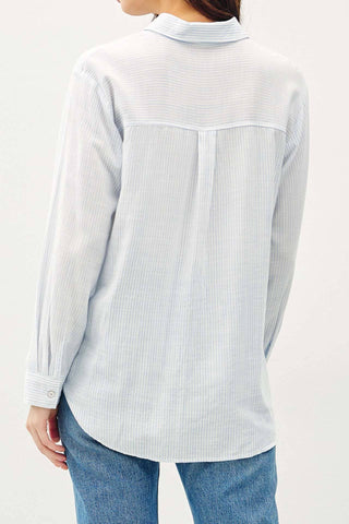 Shelby Pinstripe Button Up Top - The Funky Zebras Clear Lake