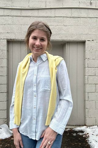 Shelby Pinstripe Button Up Top - The Funky Zebras Clear Lake