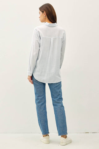 Shelby Pinstripe Button Up Top - The Funky Zebras Clear Lake