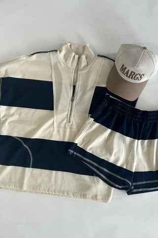 Shelli Navy Striped Drawstring Shorts - The Funky Zebras Clear Lake