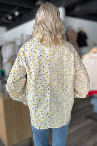 Shirley Lemon Button Down Top - The Funky Zebras Clear Lake