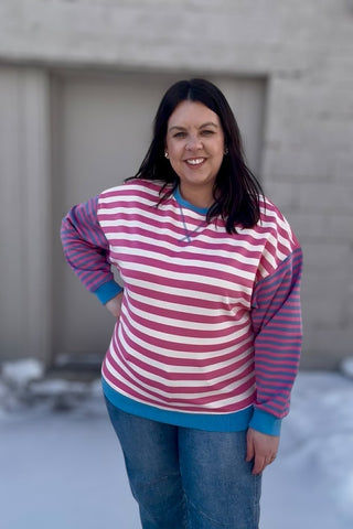 Suzanne Colorblock Sweatshirt - The Funky Zebras Clear Lake