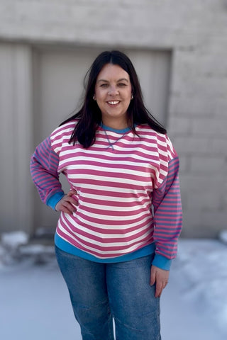 Suzanne Colorblock Sweatshirt - The Funky Zebras Clear Lake