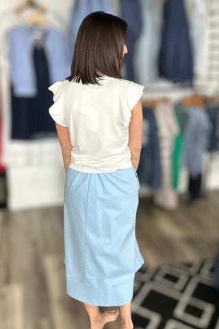 Tessa White Flutter Sleeve Sweater Top - The Funky Zebras Clear Lake