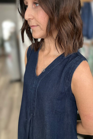 Vanessa V Neck Sleeveless Denim Dress - The Funky Zebras Clear Lake